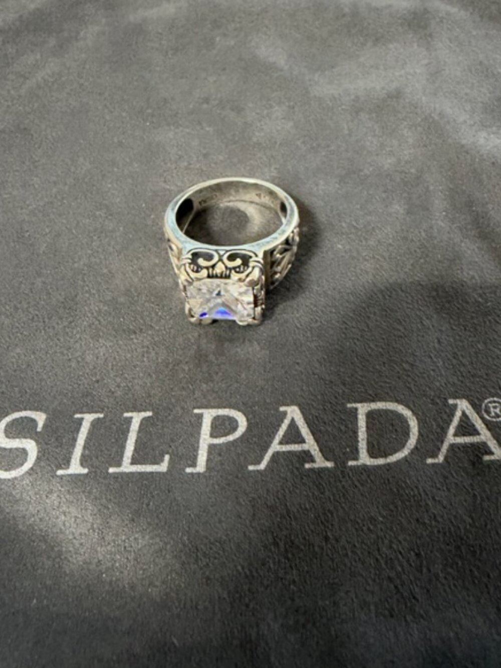 Silpada Retired "Uptown" Filigree Scroll Cocktail Ring R0981 Sterling Silver Sz